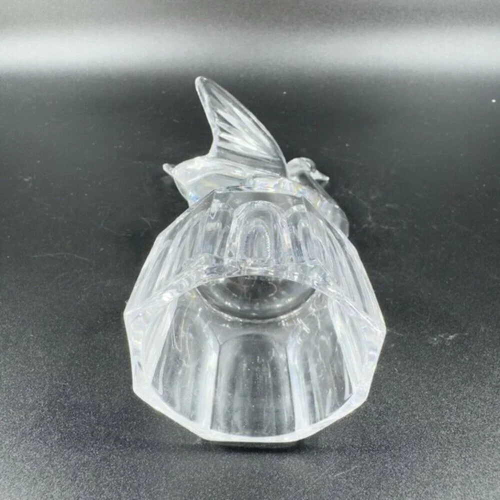 Vintage Clear Flying Glass‎ Crystal Bird Figurine Glassware Decor Figure VTG